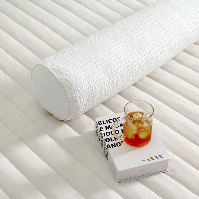 우리앤데코 시어서커 원형 롱쿠션커버, 화이트