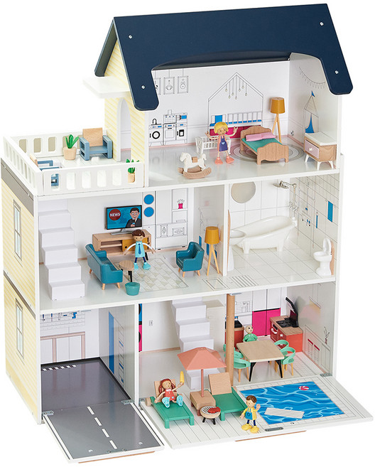 키엔비 모더닉 원목 인형의집, 혼합색상, 1개