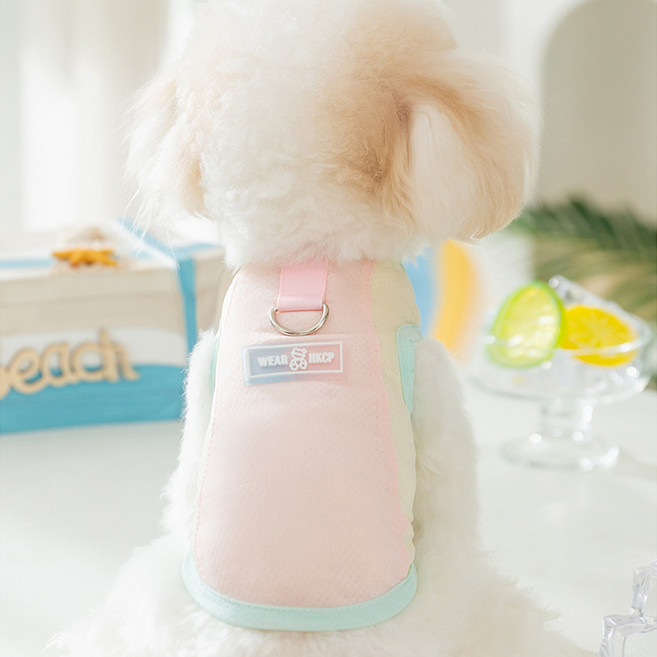 아티펫 반려동물 메쉬 파스텔투톤 견인 조끼, 핑크, 1개