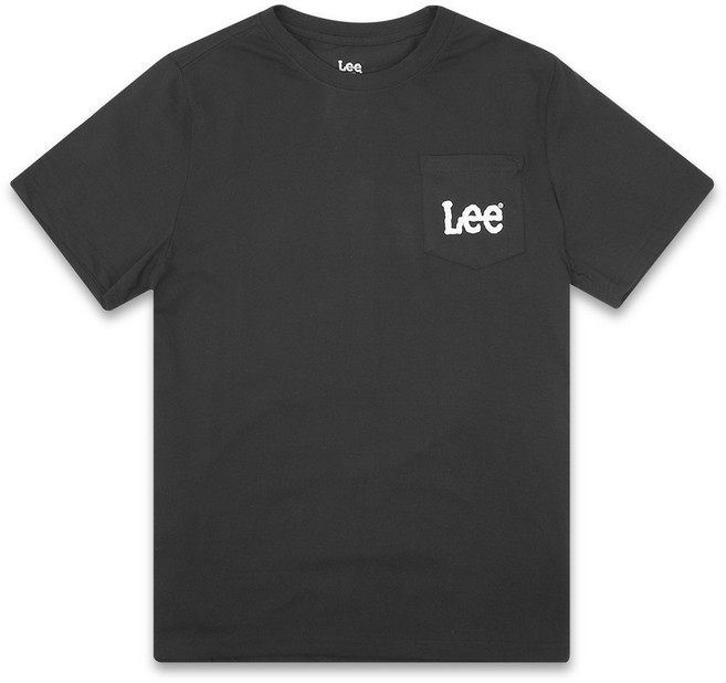 Lee 中性款素色Logo口袋短袖T恤 LM12SK180, 黑色
