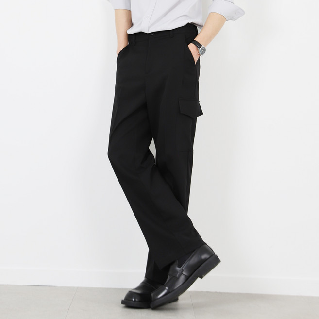 다꾸앙 남성용 빅사이즈 레그라인 스판 뒷밴딩 카고 슬랙스 G06S8_ps5531