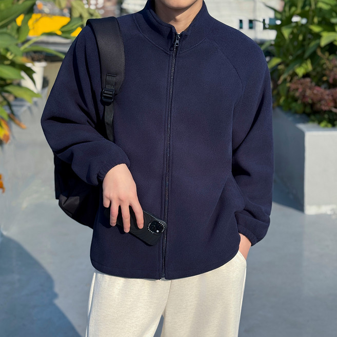 CONFIAR 男士輕便保暖寬鬆版型基本款拉鍊刷毛外套 TC9549