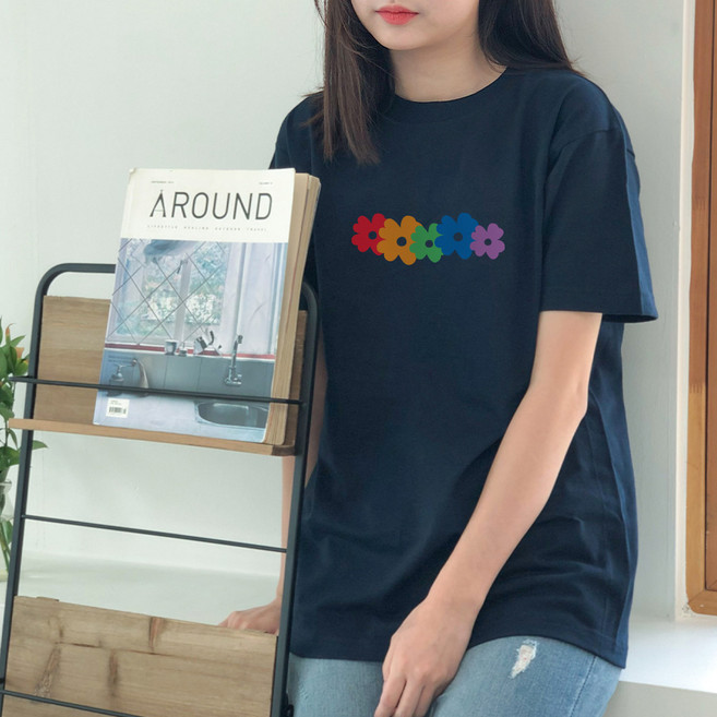 험블스튜디오 여성용 아트 여름옷 20수 코튼 반팔 티셔츠 KK_11_086