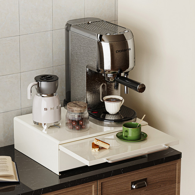 21세기트랜드 뉴페르 커피머신 철제 슬라이드 선반 일반형, 화이트, 1개