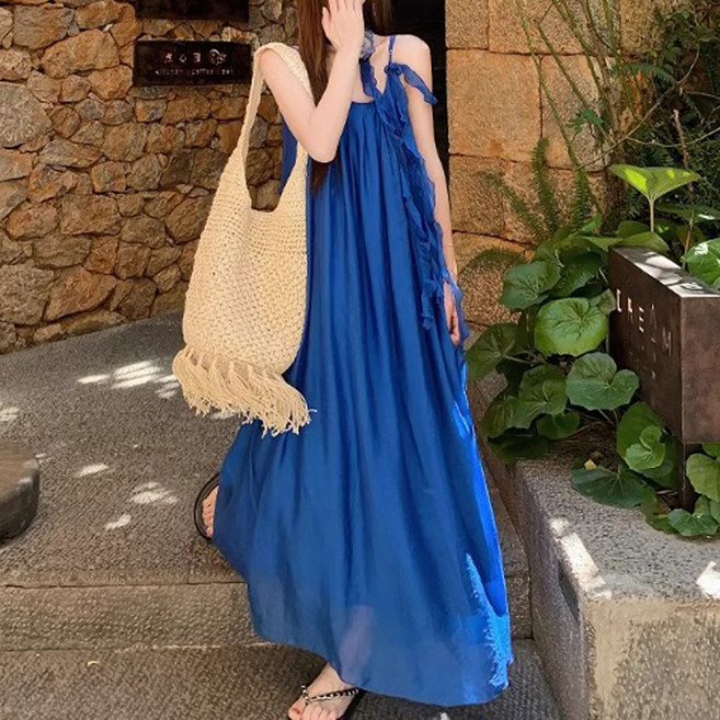 마켓에이 여성용 해변 바캉스 무드 롱 원피스 M263-0054BU