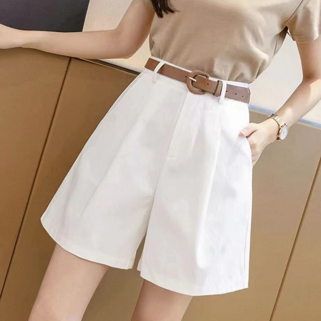 엘쏘 여성용 데일리 베이직 코튼 숏팬츠 + 벨트 세트