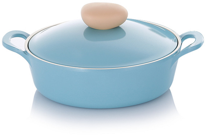 네오플램 레트로 전골냄비, 22cm, 민트, 1개