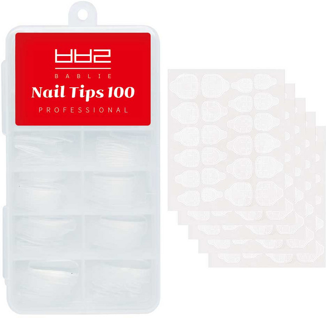바블리 프로페셔널 손톱 연장 네일팁 100p + 양면 테이프 5p 세트, 1개, 기본 코핀(B11003)