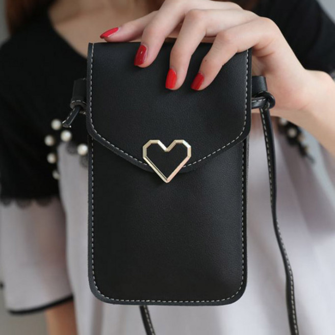 큐에스스포츠 하트 미니 여성 크로스백 핸드폰 가방