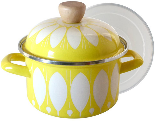 HAKOYA Bianca系列 琺瑯雙耳鍋 附內蓋, 1組, 黃色, 16cm