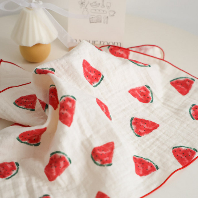 메종텍스타일 여성용 면100 이중거즈 썸머 수박 손수건