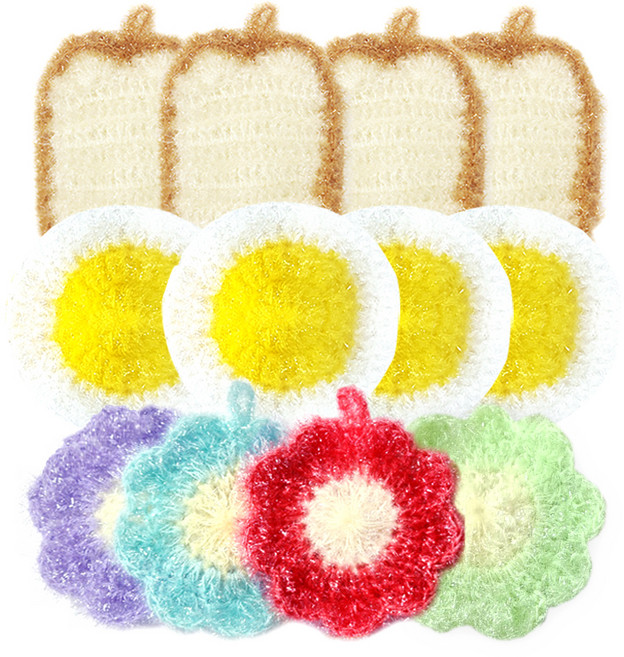 영스타 반짝이 아크릴 수세미 혼합세트 3종, 12개, 1개