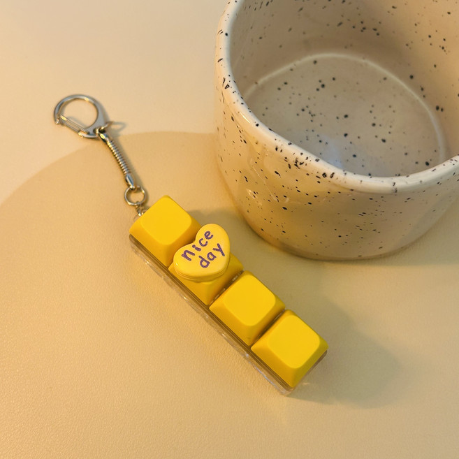 소리달 카롱 하트 파스텔 레터링 키캡 키링 2 x 8 x 3 cm