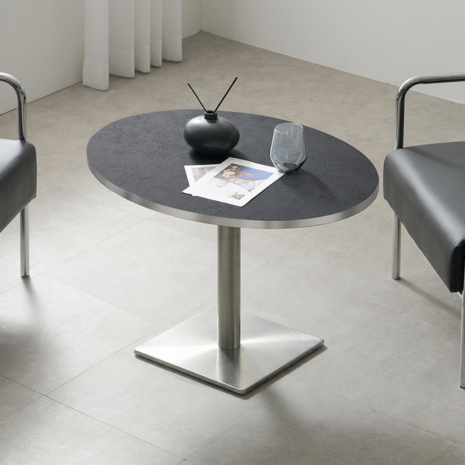 소담갤러리 닉스 좌식 타원형 소파 테이블 800 x 600 x 510 mm, 블랙