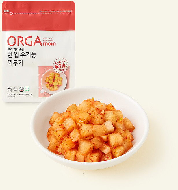 올가 유기가공식품 인증 한 입 깍두기, 300g, 1개