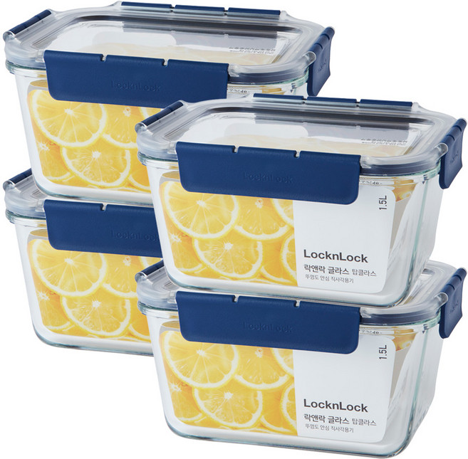 LocknLock 樂扣樂扣 頂級系列 長方形密封容器 1.5L, 單品, 4個