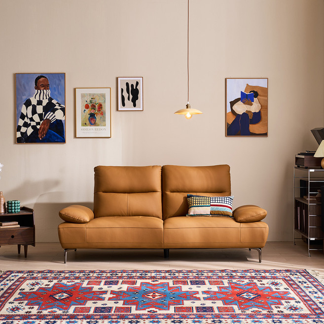 리바트 코트니 가죽 소파 3인용 방문설치, 카멜