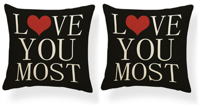 사랑에 관한 단어 홈 거실 패브릭 인테리어 쇼파 쿠션 커버 2p