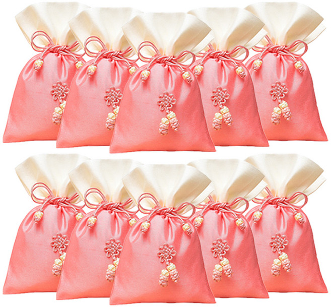 包裝網 傳統福袋 基本款 中, 10個, 04 珊瑚色