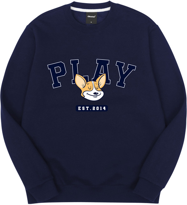 옥스타 남녀공용 플레이 웰시코기 특양면 맨투맨 2SSP002