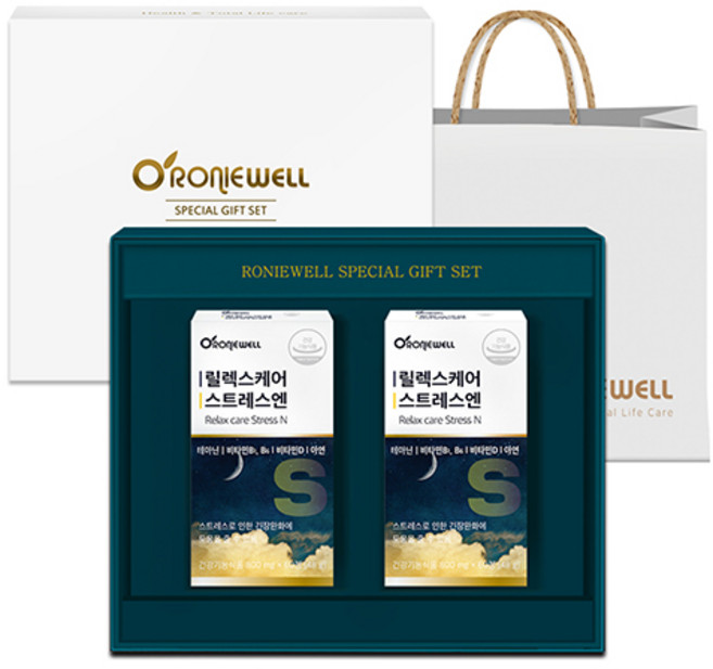 로니웰 릴렉스케어 스트레스엔 선물세트 + 쇼핑백, 1세트, 60정