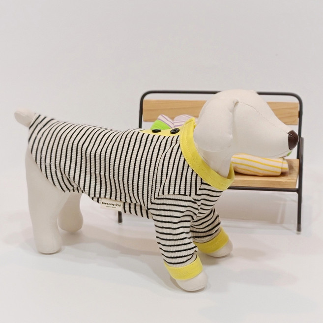 반려동물 뉴트로단추 티셔츠, 블랙, 1개