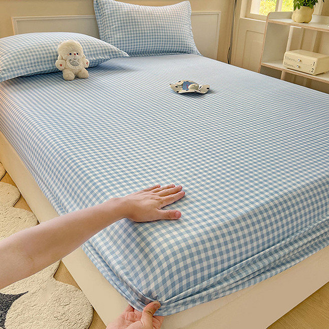 봄날애 체크 피팅 매트리스 커버