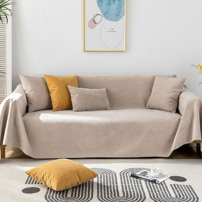 마켓플랜 무지 소프트 방수 소파커버, 베이지, 1개