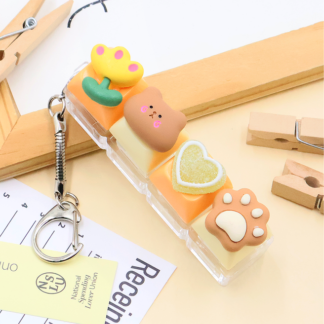 주)비단길 젤리꾸 클리커 키보드 4구 키캡 키링 FREE