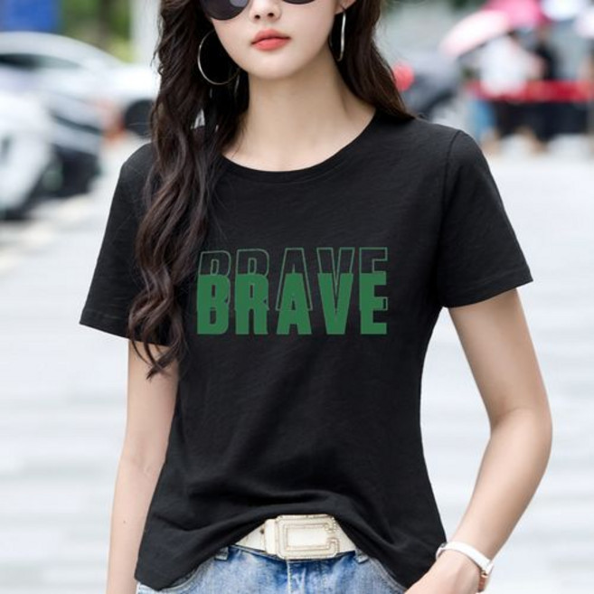 레몬소울 여성용 브래입 프린팅 반팔 티셔츠