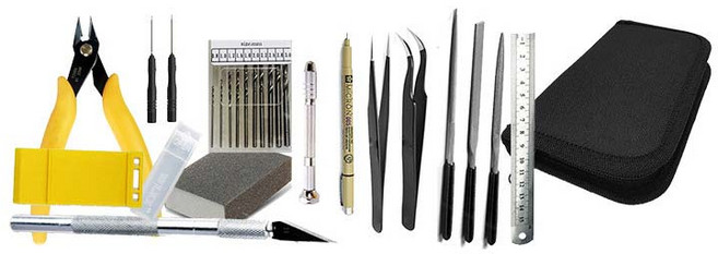 프라모델 기초공구 19종 세트, 혼합색상, 1세트