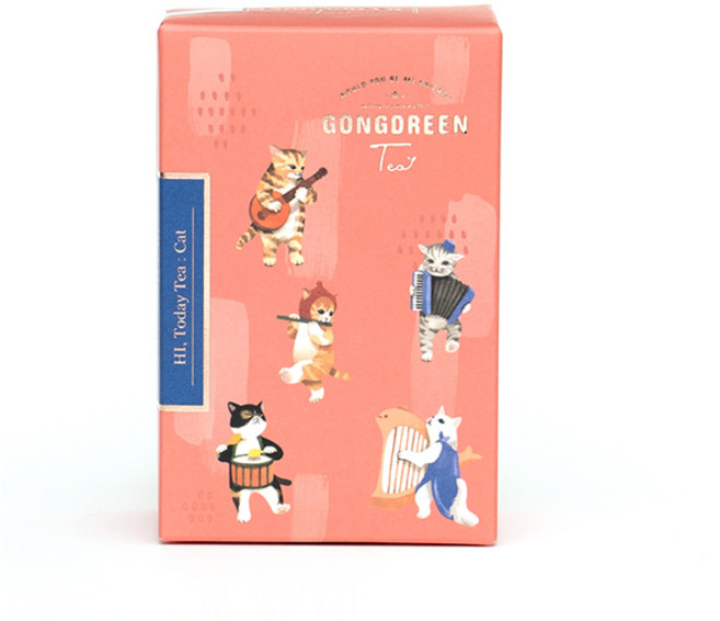 GONGDREEN Hi Today貓咪圖案標籤南瓜刀豆柑橘茶包, 2.1g, 6入