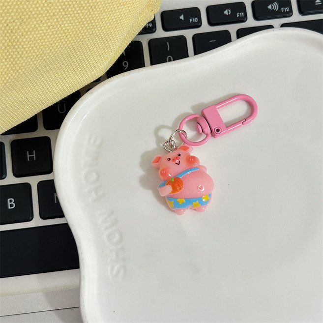 도림 포동 동물 미니 자동차 키링, 돼지, 1개