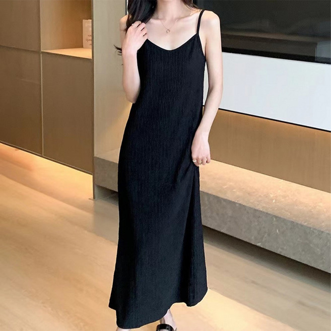 Moirbella 修身無袖長版連身裙 O263-0115, 黑色
