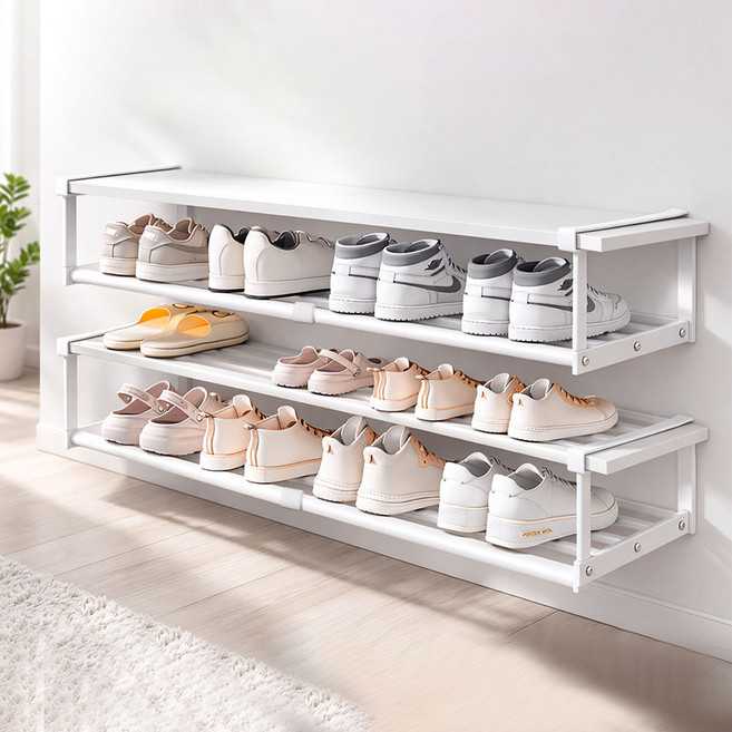 가구느낌 길이조절 신발정리대, 화이트, 2개