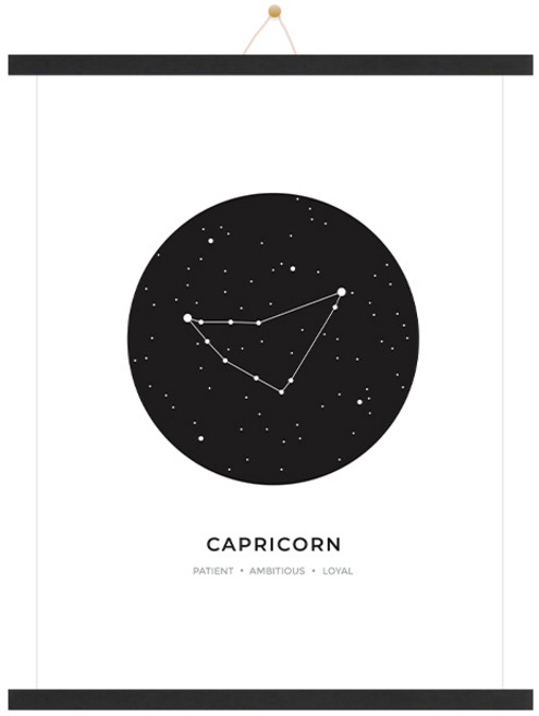 인테리어 별자리 우드족자 포스터 염소자리, 블랙