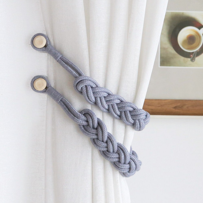 데코토닉 내추럴 로프 자석 타이백 36 x 4 cm, 그레이, 2개