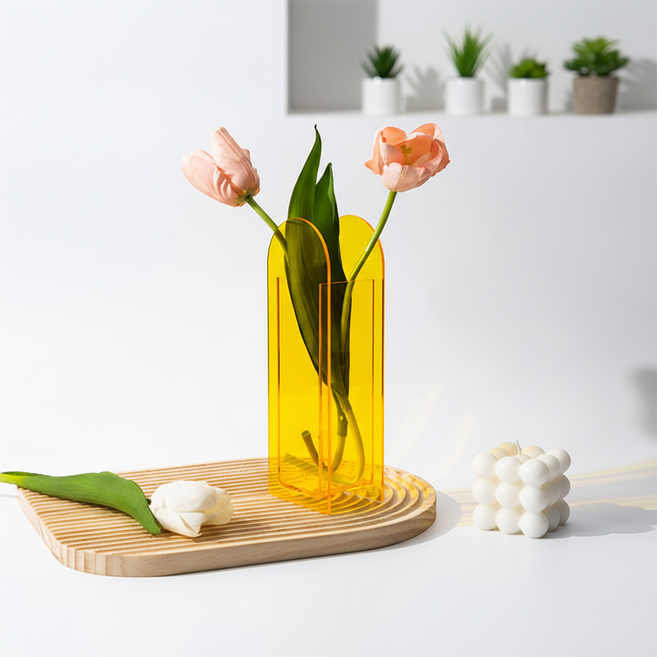 조인메이드 아크릴 꽃병 센터피스 화병, 풀 옐로우