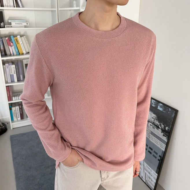 단군 남성용 베이직 트임 라운드 긴팔 니트 LW_K038