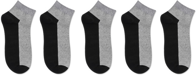 박군 MJ 남성용 학생용 무지 겹 단목 양말 5족