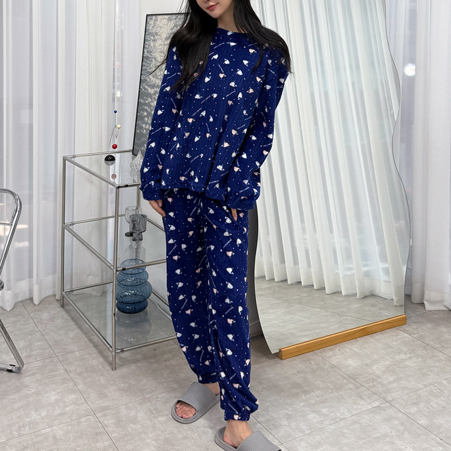Anna&Co 女款卡通羅紋長袖睡衣上下套裝