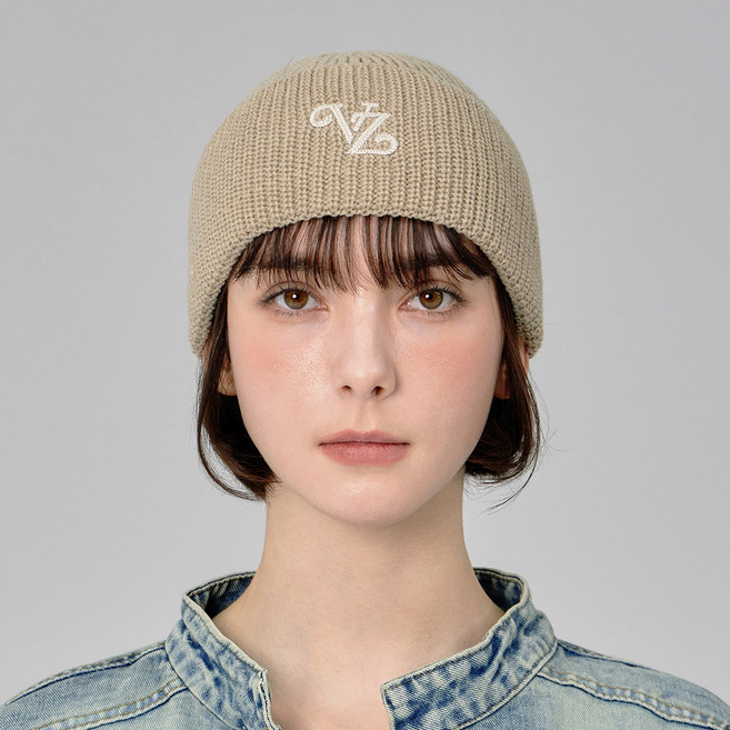 바잘 여성용 리프 VZ 로고 워시드 비니