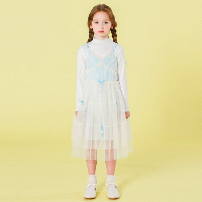 아이러브제이 여아용 매드티 샤 리본 면 원피스