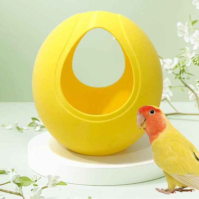 랜보어 앵무새 에그 걸이형 은신처 17.2 x 14.2 x 5 cm, 옐로우, 1개