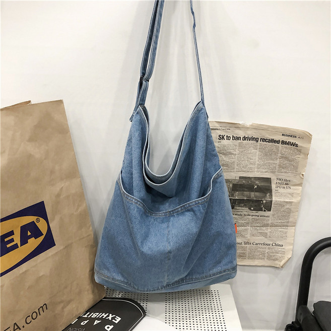 Hanttam工作室 復古丹寧帆布大容量休閒肩揹包