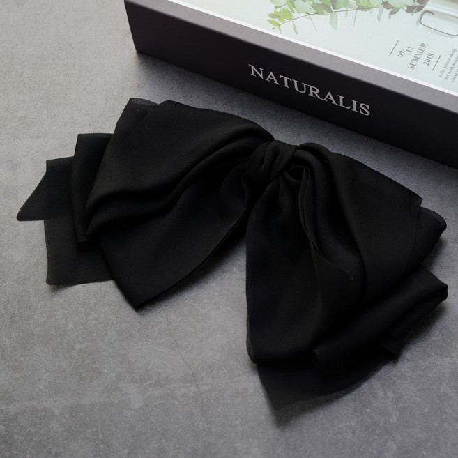 핸날 레이저 커팅 쉬폰 빅리본 자동핀