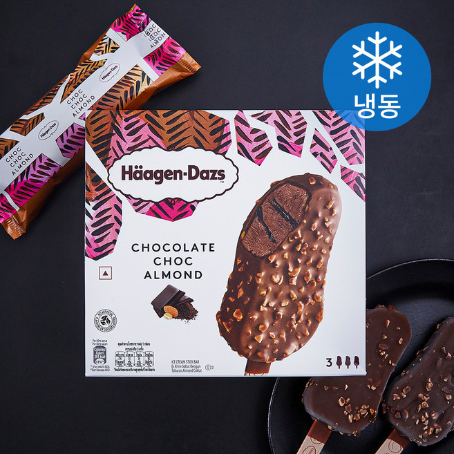 하겐다즈 초콜릿 초코 아몬드 아이스크림 바 (냉동), 80ml, 3개입, 1개