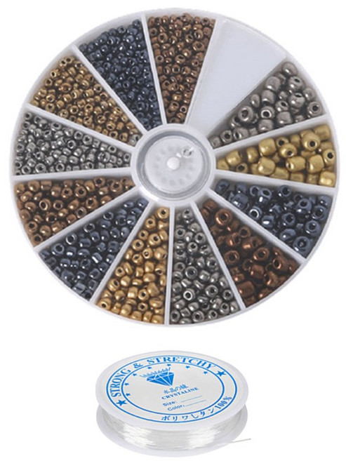 리니팜 컬러 시드비즈 3종 + 원판 세트, 메탈, 1세트