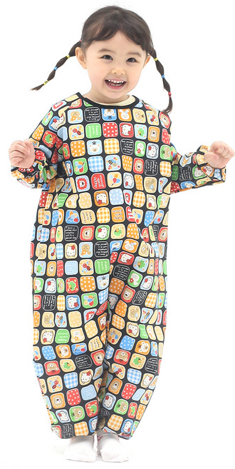 플리에 유아용 전신 방수 가운 지퍼형, 블랙키티