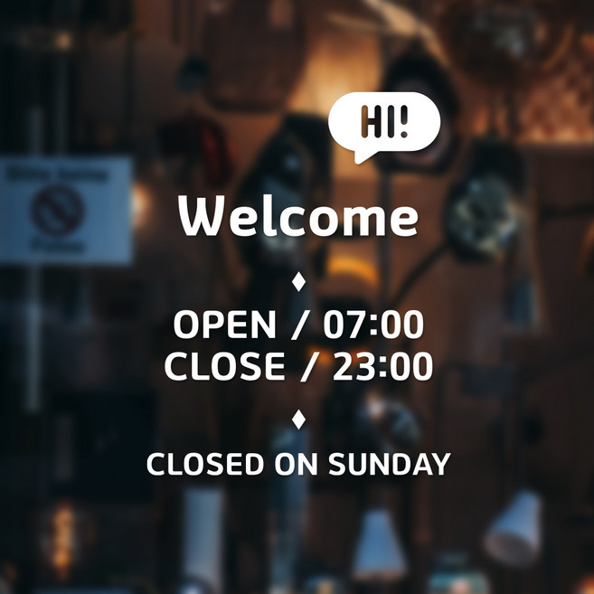 시트메이트 영업시간 윈도우 스티커 + 여분 숫자요일 세트, 화이트 + B20